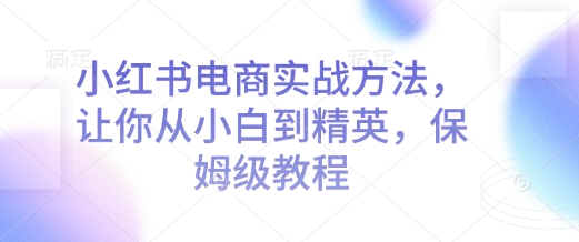 小红书电商实战方法，让你从小白到精英，保姆级教程-一点通资源网