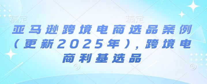 亚马逊跨境电商选品案例(更新2025年)，跨境电商利基选品-一点通资源网
