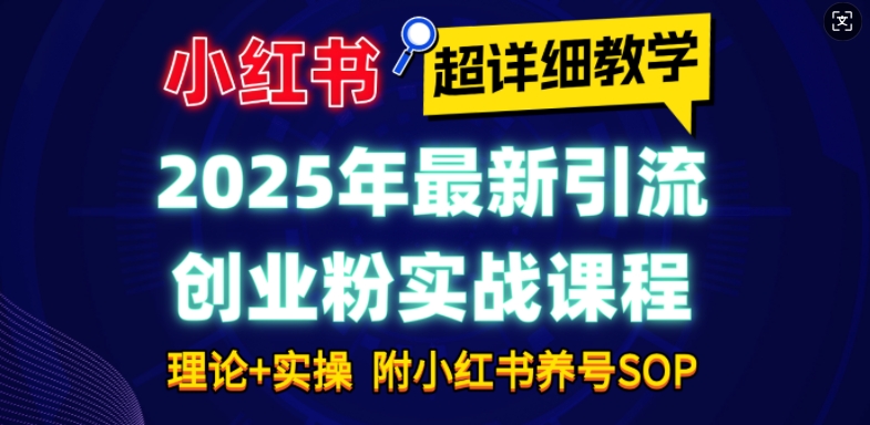 2025年最新小红书引流创业粉实战课程【超详细教学】小白轻松上手，月入1W+，附小红书养号SOP-一点通资源网