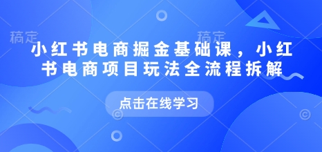 小红书电商掘金课，小红书电商项目玩法全流程拆解-一点通资源网