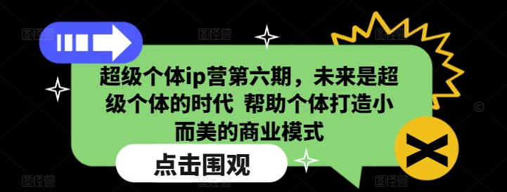 超级个体ip营第六期，未来是超级个体的时代  帮助个体打造小而美的商业模式-一点通资源网