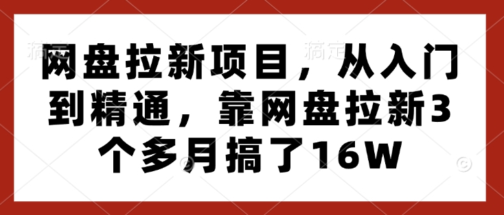 网盘拉新项目，从入门到精通，靠网盘拉新3个多月搞了16W-一点通资源网