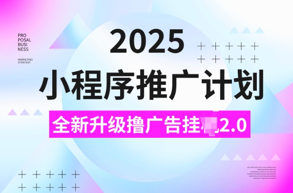 2025小程序推广计划，撸广告挂JI3.0玩法，日均5张【揭秘】-一点通资源网