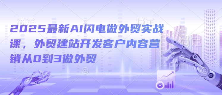 2025最新AI闪电做外贸实战课，外贸建站开发客户内容营销从0到3做外贸-一点通资源网