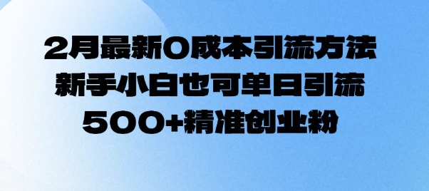 2月最新0成本引流方法，新手小白也可单日引流500+精准创业粉-一点通资源网