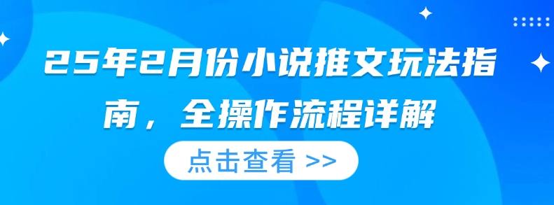 25年2月份小说推文玩法指南，全操作流程详解-一点通资源网