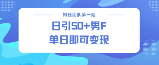 男粉引流新方法不违规，当日即可变现-一点通资源网