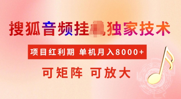 首发搜狐音频挂JI，项目红利期，可矩阵可放大，稳定月入5k【揭秘】-一点通资源网