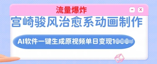 宫崎骏风治愈系动画制作，AI软件一键生成原创视频流量爆炸，单日变现多张，详细实操流程-一点通资源网