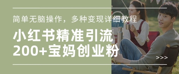 小红书混剪日引200+宝妈创业粉，简单无脑操作，多种变现详细教程-一点通资源网