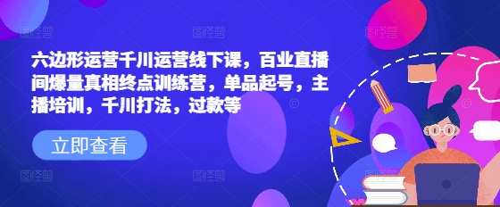 六边形运营千川运营线下课，百业直播间爆量真相终点训练营，单品起号，主播培训，千川打法，过款等-一点通资源网