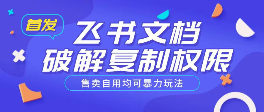 首发飞书文档破解复制权限，售卖自用均可暴力玩法-一点通资源网