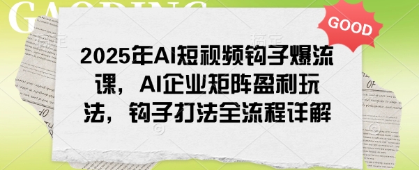 2025年AI短视频钩子爆流课，AI企业矩阵盈利玩法，钩子打法全流程详解-一点通资源网