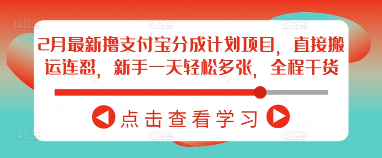 2月最新撸支付宝分成计划项目，直接搬运连怼，新手一天轻松多张，全程干货-一点通资源网