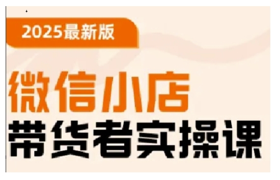 2025最新版微信小店带货者实操课，基础操作到高级运营技巧，快速上手-一点通资源网