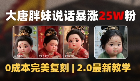 AI大唐胖贵妃说话2.0，40条视频暴涨40w粉，附独家变现攻略-一点通资源网