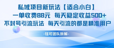 私域项目新玩法【适合小白】 一单收费88.每天稳定收益几张-一点通资源网