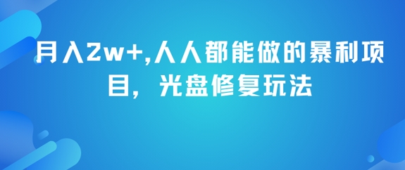 月入2w+，人人都能做的暴利项目，光盘修复玩法-一点通资源网