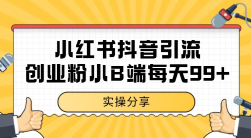 小红书抖音创业粉，小B端粉自热 日引99+的一个玩法【揭秘】-一点通资源网