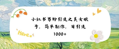 小红书男粉引流项目之美女账号6，简单制作，条条爆款原创，不违规-一点通资源网