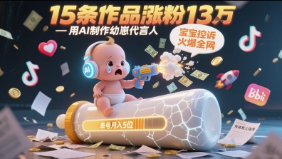 用AI制作幼崽代言人，宝宝的控诉火爆全网，15条作品涨粉13W，单号月入5位数实操教程-一点通资源网