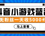 赚钱计划：抖音小游戏蓝海项目，无粉丝一天收入5000+-一点通资源网