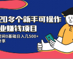 20多个新手可操作的副业赚钱项目：业余时间0基础日入几500+实操分享-一点通资源网