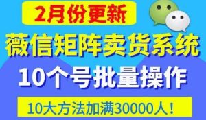 微信矩阵卖货系统,多线程批量养10个微信号,10种加粉落地方法,快速加满3W人卖货!-一点通资源网