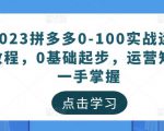2023拼多多0-100实战运营教程,0基础起步,运营知识一手掌握-一点通资源网