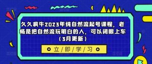 久久疯牛2023年纯自然流起号课程，老杨是把自然流玩明白的人，可以闭眼上车（3月更新）-一点通资源网