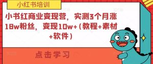 小书红商业变现营,实测3个月涨18w粉丝,变现10w+(教程+素材+软件)-一点通资源网