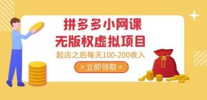 黄岛主·拼多多小网课无版权虚拟项目分享课：起店之后每天100-200收入-一点通资源网