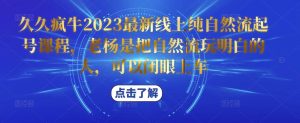 久久疯牛2023最新线上纯自然流起号课程，老杨是把自然流玩明白的人，可以闭眼上车-一点通资源网