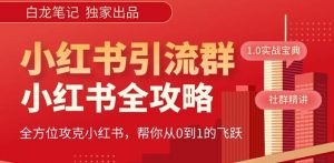 【白龙笔记】价值980元的《小红书运营和引流课》，日引100高质量粉-一点通资源网