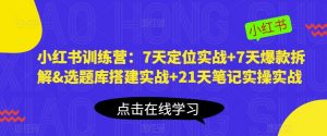 小红书训练营:7天定位实战+7天爆款拆解&选题库搭建实战+21天笔记实操实战-一点通资源网