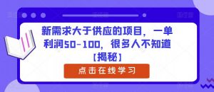 新需求大于供应的项目,一单利润50-100,很多人不知道【揭秘】-一点通资源网