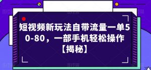 短视频新玩法自带流量一单50-80,一部手机轻松操作【揭秘】-一点通资源网