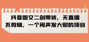 抖音图文二创带货，无直播，不剪辑，一个闷声发大财的项目【揭秘】-一点通资源网