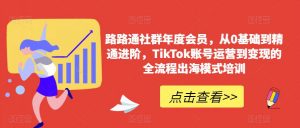 路路通社群年度会员,从0基础到精通进阶,TikTok账号运营到变现的全流程出海模式培训-一点通资源网