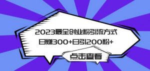 2023最全创业粉引流方式日赚300+日引粉200+【揭秘】-一点通资源网