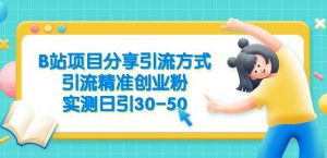 B站项目分享引流方式,引流精准创业粉,实测日引30-50【揭秘】-一点通资源网