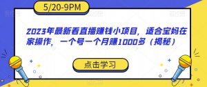 2023年最新看直播赚钱小项目,适合宝妈在家操作,一个号一个月赚1000多(揭秘)-一点通资源网