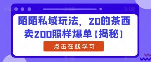 陌陌私域玩法,20的茶西卖200照样爆单【揭秘】-一点通资源网