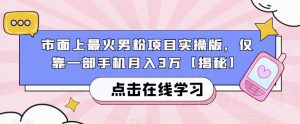 市面上最火男粉项目实操版,仅靠一部手机月入3万【揭秘】-一点通资源网