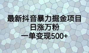 最新抖音暴力掘金项目,日涨万粉,一单变现500+【揭秘】-一点通资源网
