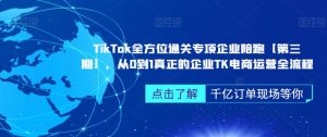 TikTok全方位通关专项企业陪跑【第三期】,从0到1真正的企业TK电商运营全流程-一点通资源网