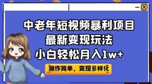 中老年短视频暴利项目最新变现玩法，小白轻松月入1w+【揭秘】-一点通资源网