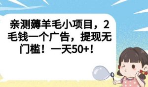 亲测薅羊毛小项目，2毛钱一个广告，提现无门槛！一天50+【揭秘】-一点通资源网