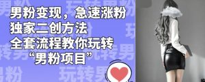 男粉变现,急速涨粉独家二创方法,全套流程教你玩转“男粉项目”【揭秘】-一点通资源网