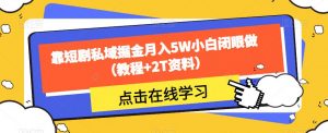 靠短剧私域掘金月入5W小白闭眼做（教程+2T资料）-一点通资源网